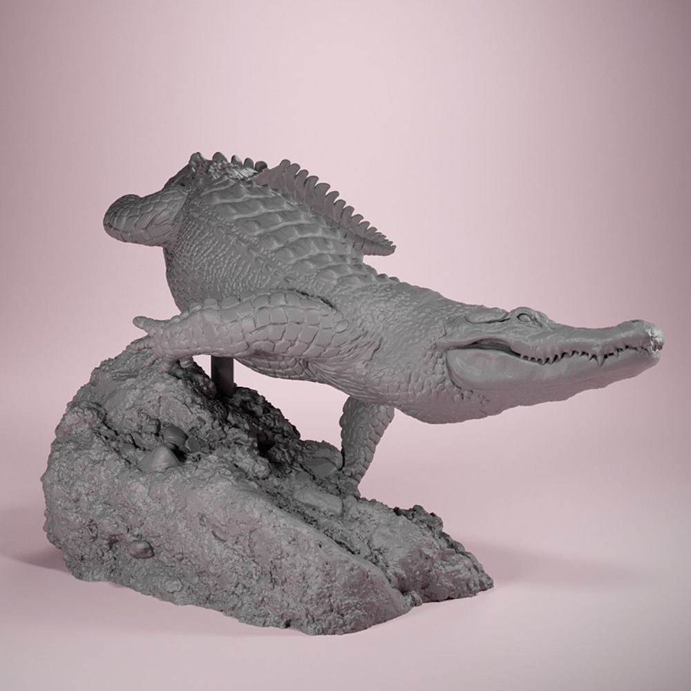 Resin Art Decor - American Crocodile Swimming Posture 3D Printed