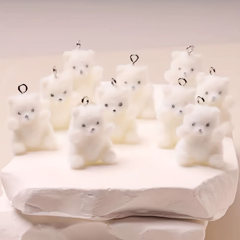 Resin Art Decor - 6Pcs Polar Bear Resin Charms Christmas