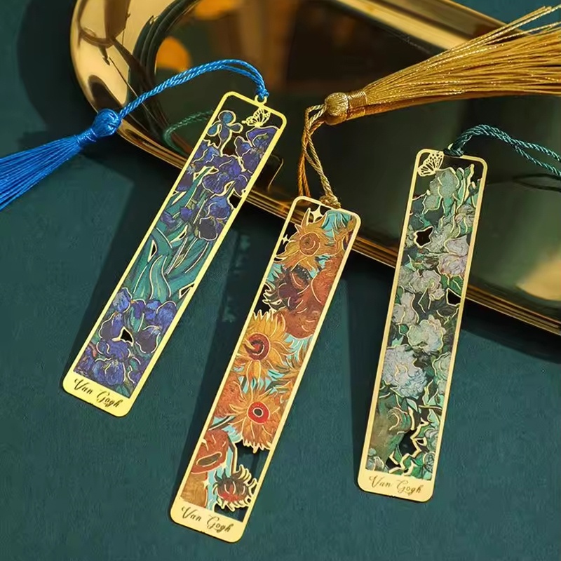 Resin Art Bookmark - Vintage Painting Metal Bookmarks Artistic Reading