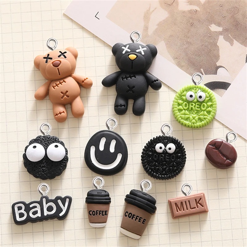 Resin Art Supplies Near Me - 10Pcs Resin Catoon Bear Biscuit Coffee