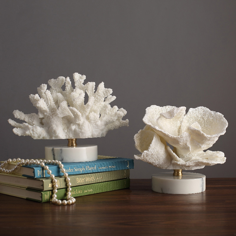 Resin Art Coffee Table - Nordic Style Simulated Coral Resin Ornament,