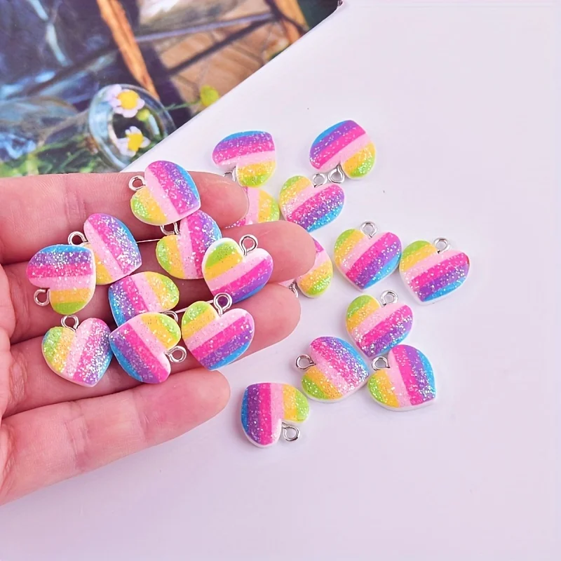 10Pcs Colorful Heart Resin Cha - đánh giá và giá Resin Art Supplies Near Me