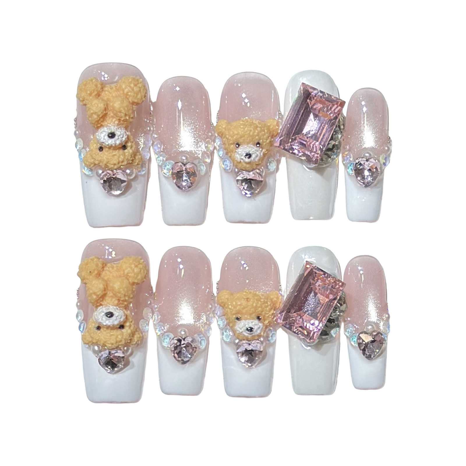10pcs 3D Cartoon Bear Cat Eyes - đánh giá và giá Resin Art Heart