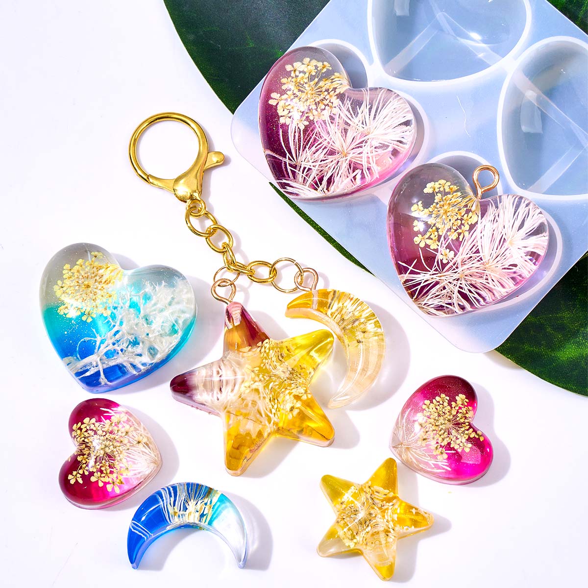 Heart Star Moon Pendant Silico - đánh giá và giá Resin Art Heart
