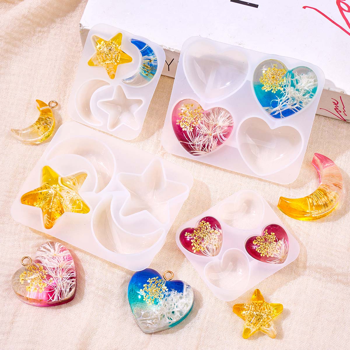 Heart Star Moon Pendant Silico - đánh giá và giá Resin Art Heart