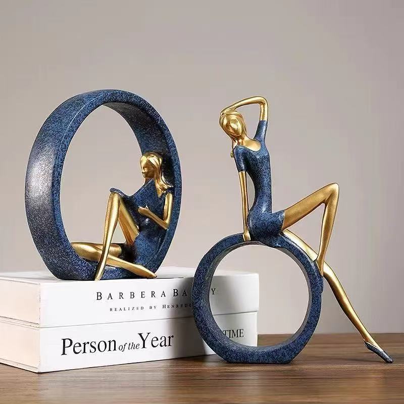 2PCS Yoga Reading Girl Statue  - đánh giá và giá Resin Art India